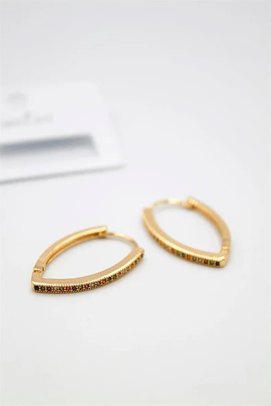 Oval Halka Küpe - Altın - Resim 2