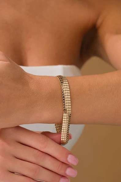 Özel Tasarım Pullu Bileklik 14 Ayar Altın - 3