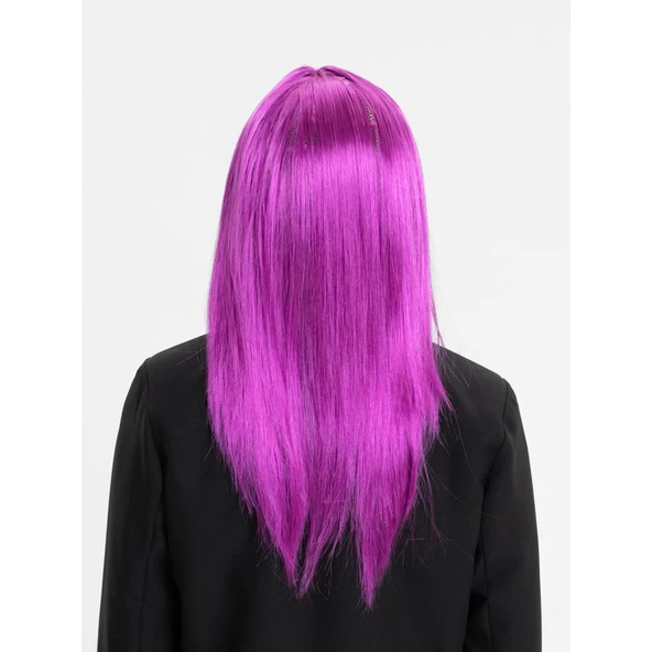 Fuşya Renk Düz Kesim Uzun Parti Peruğu Takma Saç - Resim 2