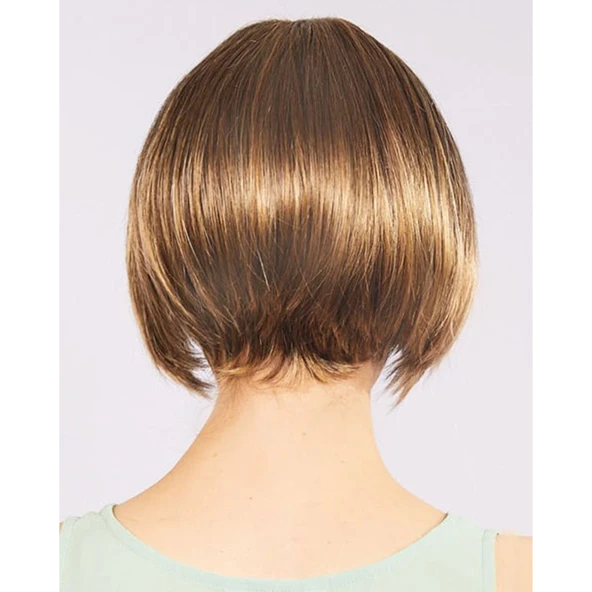 Açık Kahverengi Küt Parti Peruk Küt Saç - Resim 5