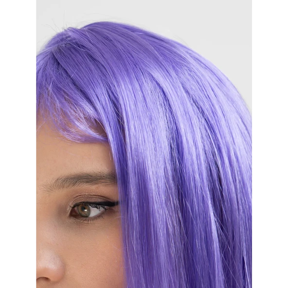 Lila Renk Uzun Düz Parti Peruğu - 4