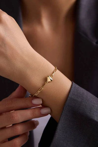 Altın Kalpli Bileklik 19 cm - 3