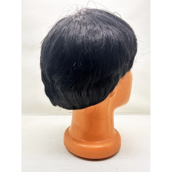 Siyah Renk Kısa Kesim İçi Astarlı Erkek Peruğu - Resim 3