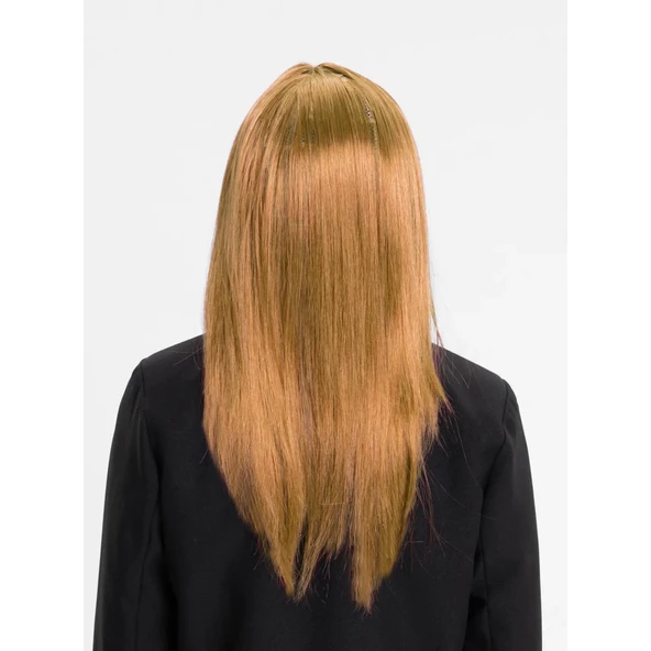 Altın Renk Düz Kesim İçi Astarlı Uzun Parti Peruğu Takma Saç - 2