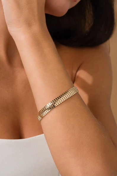 Özel Tasarım Pullu Bileklik 14 Ayar Altın