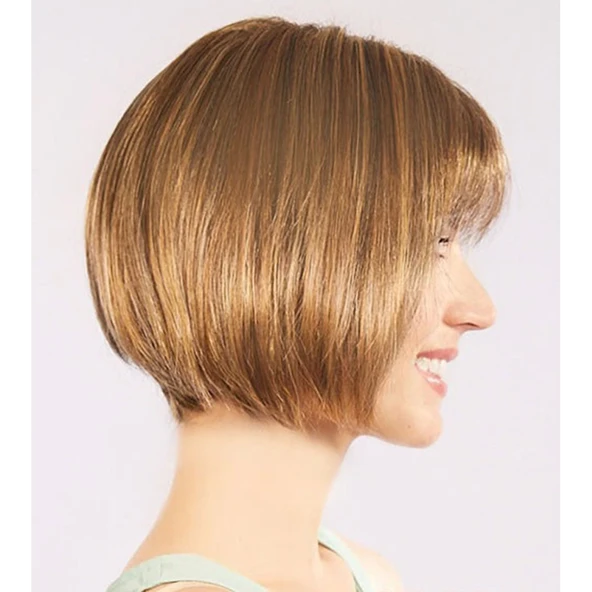 Açık Kahverengi Küt Parti Peruk Küt Saç - Resim 3