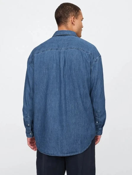 Gap Denim Big Gömlek 589582-589790 Erkek Kot Gömlek - Resim 5