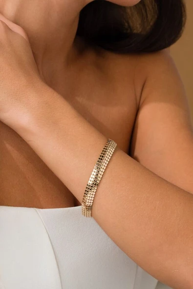 Özel Tasarım Pullu Bileklik 14 Ayar Altın - 2