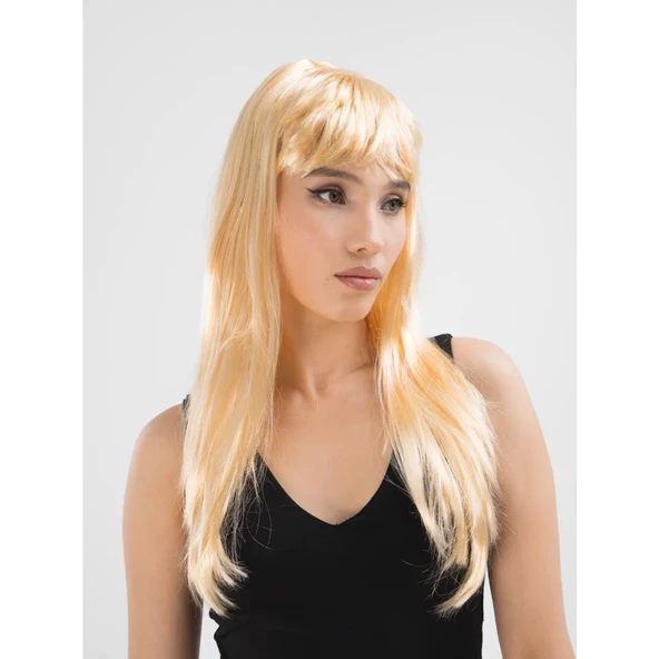 Platin Altın Dore Renk Uzun Düz Parti Peruğu - 3