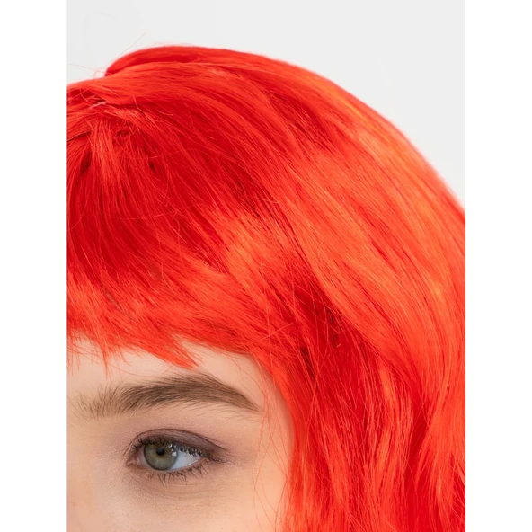 Kırmızı Renk Uzun Dalgalı Parti Peruğu - 4