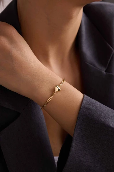 Altın Kalpli Bileklik 19 cm - 2