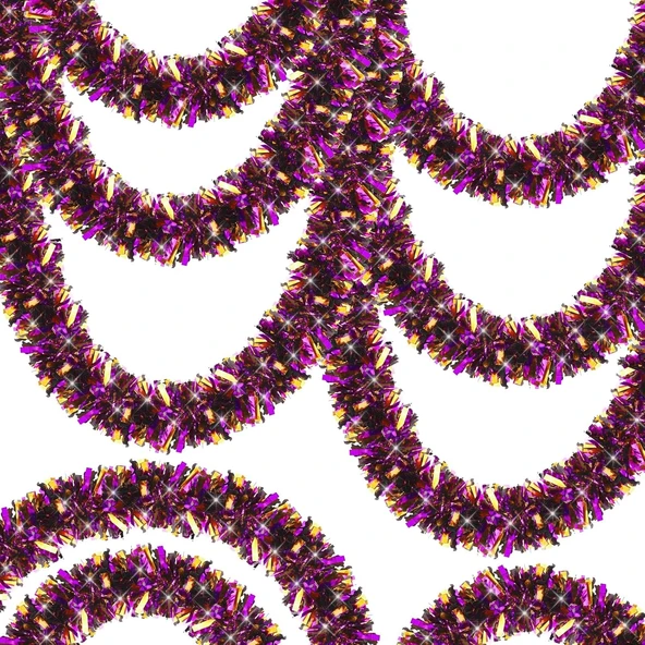 Mor Turuncu Renk 4 Cm Genişlik Garland Çift Renk Sim Süs 180 Cm ürün görseli 1