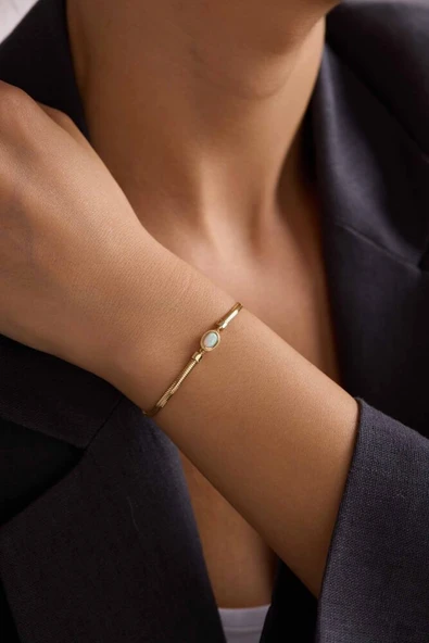 Balık Sırtı Bileklik Opal Taşlı 17+3 cm - Resim 2