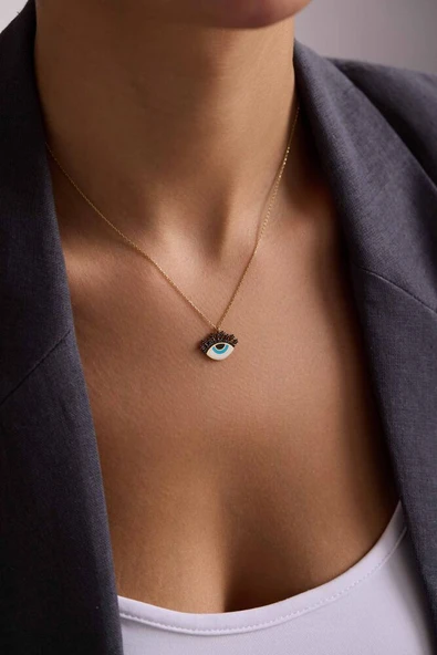 Altın Göz Kolye Onix Taşlı - Resim 3