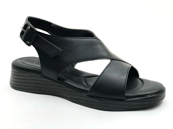 Seribo 25Y003 Cırt Detaylı Ortopedik Taban Kadın Sandalet - Resim 3