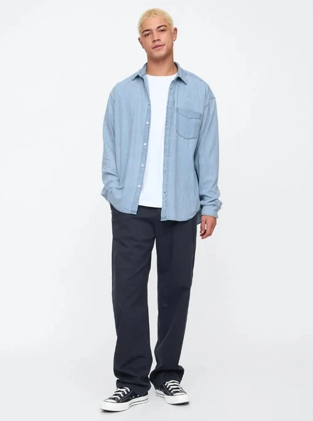 Gap Denim Big Gömlek 589582-589790 Erkek Kot Gömlek - Resim 8