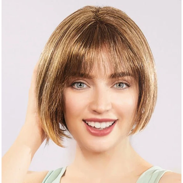 Açık Kahverengi Küt Parti Peruk Küt Saç ürün görseli 1