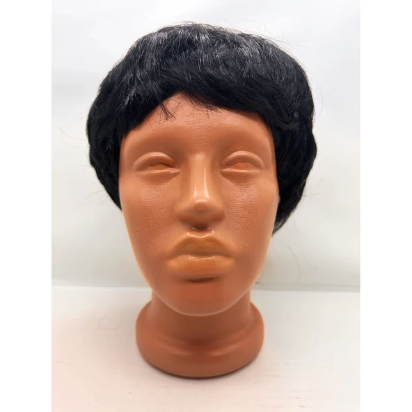 Siyah Renk Kısa Kesim İçi Astarlı Erkek Peruğu - Resim 2