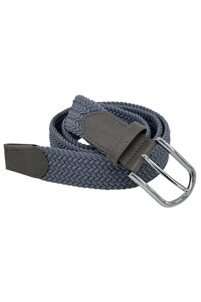 3.5 cm. Elastik Esnek Unisex Örgü Kemer Füme