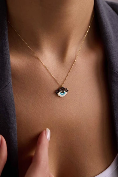 Altın Göz Kolye Onix Taşlı - Resim 2