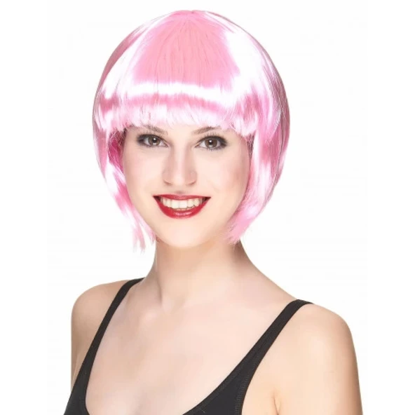 Soft Pembe Renk Parti Peruğu Küt Saç ürün görseli 1