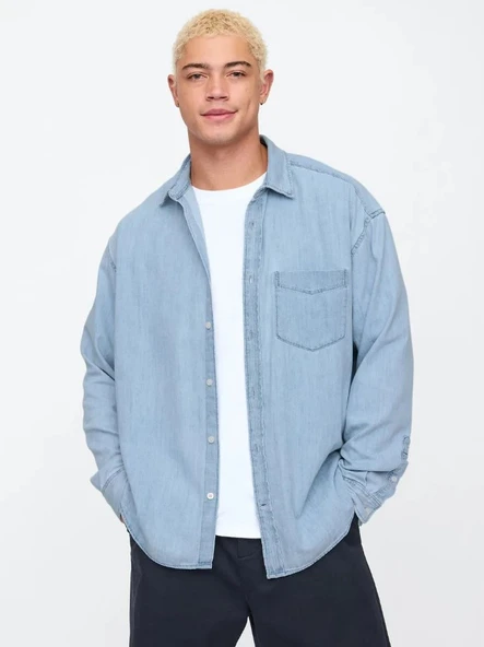 Gap Denim Big Gömlek 589582-589790 Erkek Kot Gömlek - 6