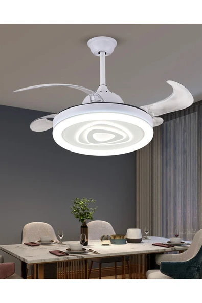 Alvina Aydınlatma Tavan Vantilatörü Aydınlatmalı Gizli Pervaneli Kumandalı Açılır-kapanır Kanat 3 Işık Rengi-02