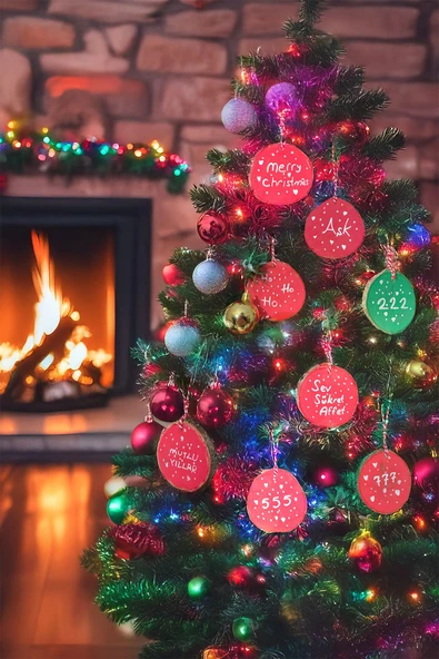 Celestia Manifest "sev Şükret Affet" El Yapımı Ahşap Baskısı Duvar Süsü Dekoratif Doğal Rustik Cafe Hediyelik - 7