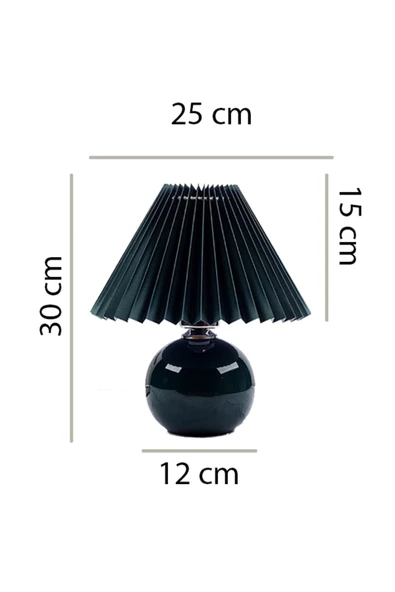 Alvina Aydınlatma Vintage Pileli Seramik Siyah Komidin Yatak, Oturma, Çocuk Odası Çalışma Masası ve Gece Lambası - 3