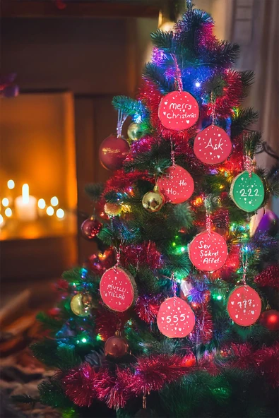 Celestia Manifest "sev Şükret Affet" El Yapımı Ahşap Baskısı Duvar Süsü Dekoratif Doğal Rustik Cafe Hediyelik - 3