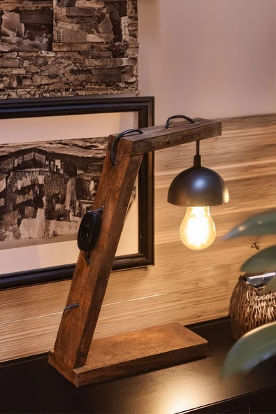 Celestia Retro Modern Ahşap Masa Lamba Oturma Odası Yatak Odası Dekoratif Aydınlatma İskandinav Model Abajur