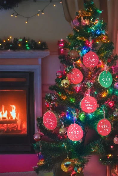 Celestia Manifest "sev Şükret Affet" El Yapımı Ahşap Baskısı Duvar Süsü Dekoratif Doğal Rustik Cafe Hediyelik - 5