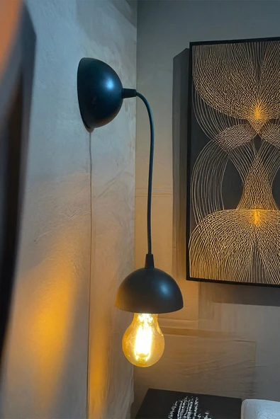 Celestia Siyah Duvar Apliği Endüstriyel & Minimalist Tasarım Modern Dekoratif Edison Lamba