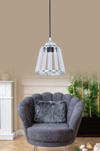 Alvina Aydınlatma Mondi Krom Taşlı Tekli Avize