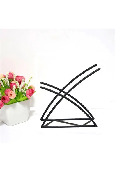 Alvina Aydınlatma Servis Siyah Renk Kaplama Paslanmaz Dolu Çelik Servis Sunum Peçetelik - 2