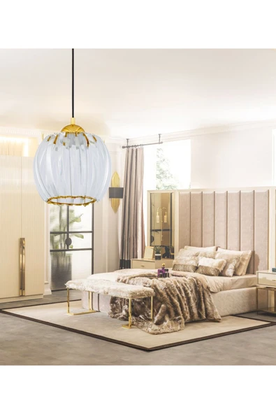 Alvina Aydınlatma Barlans Gold Taşlı Tekli Avize