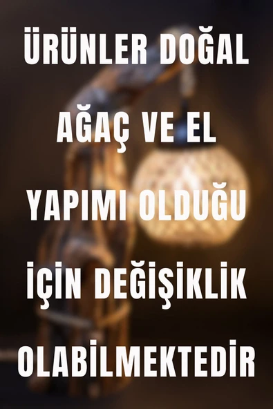 Celestia Büyük Boy Doğal Ağaç İskandinav El Yapımı Ahşap Lambader Abajur Oturma Odası Yatak Odası Rustik - 3