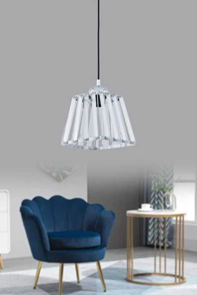 Alvina Aydınlatma Seray Taşlı Krom Tekli Avize