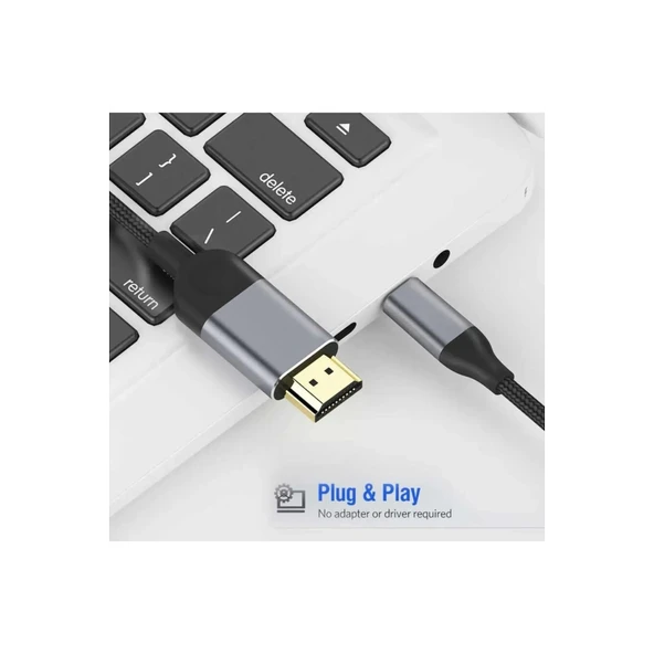 3 Metre 8 Gbps Hız 4k/30 Hz Type C To Hdmı Çevirici Dönüştürücü Tv Telefon Pc Hasır Bağlantı Kablosu - 2