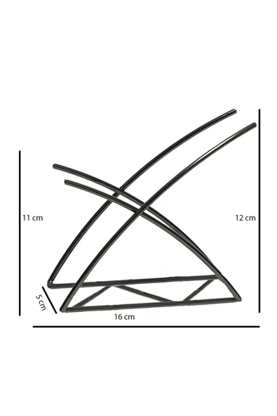 Alvina Aydınlatma Servis Siyah Renk Kaplama Paslanmaz Dolu Çelik Servis Sunum Peçetelik - 3