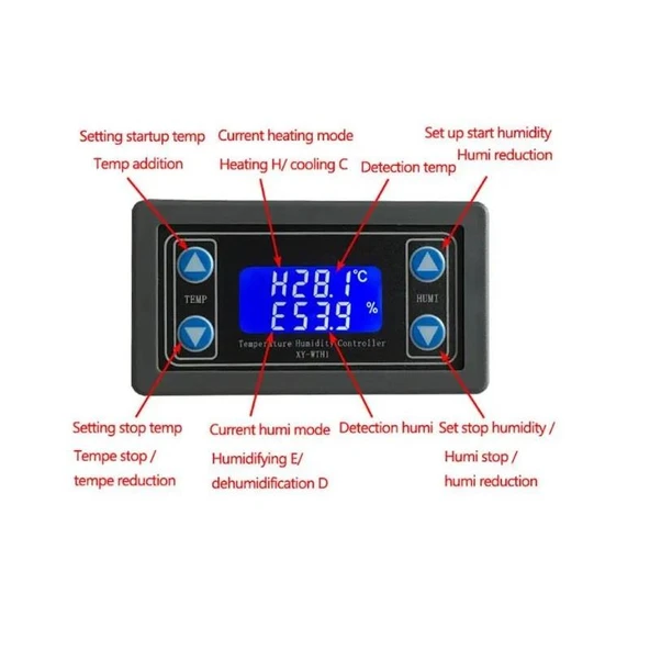 XY-WTH1 6-30V Dc Dijital Termostat Sıcaklık ve Nem Kontrol Cihazı (6-30v Dc ile Çalışır) - 5