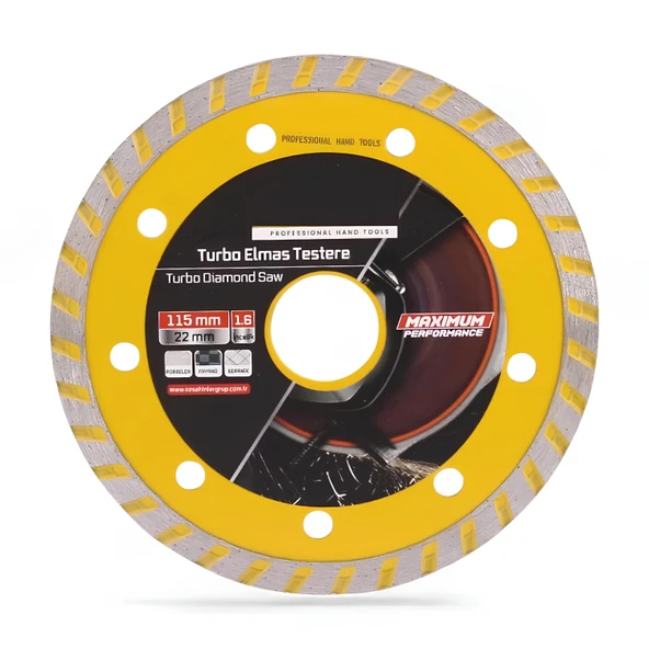 Turbo Elmas Seramik  İnşaat Mermer Porselen Fayans Granit Sulu Kuru Kesim Kesme Disk 115x22x1.5 mm - 4