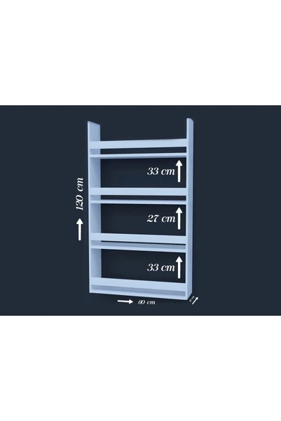 uznticaret Dekomotif Montessori Çocuk Odası Eğitici Kitaplık 4 Raflı Beyaz Kitaplık60x120 - 4