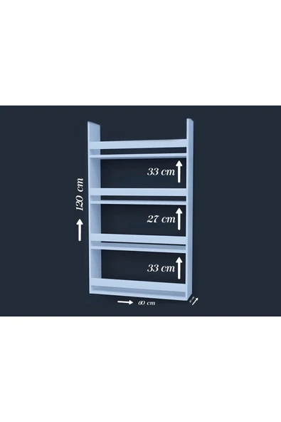 uznticaret Suntalam Montessori Çocuk Odası Eğitici Kitaplık 4 Raflı Beyaz Kitaplık60x120 Duvara Monte 60 cm Su - 3
