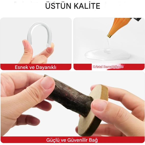 84 ADET İnce Mum Silikon 7.5 mm Uzunluk 30 cm Çubuk Sıcak Silikon Hobi Eşya Maket Yapıştırma Slikon - 4