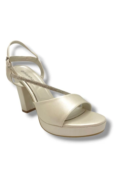 Erbay 341-25 Çapraz Şerit Taşlı Yüksek Topuk Kadın Sandalet