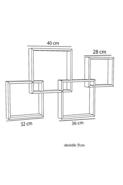 LİNDE HOME Quattro Duvar Rafı- Uçan Raf- Kitaplık - 5