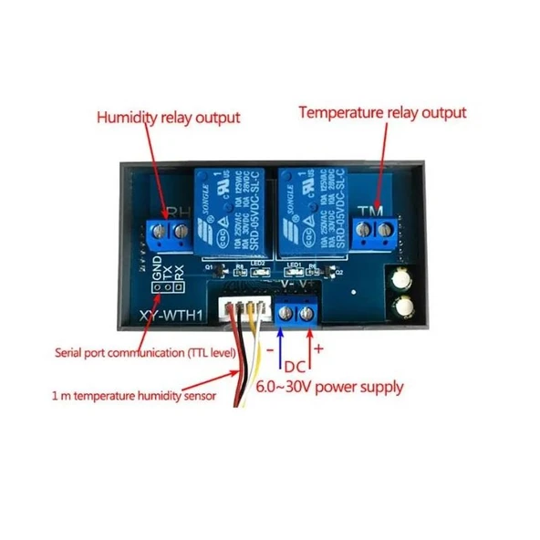 XY-WTH1 6-30V Dc Dijital Termostat Sıcaklık ve Nem Kontrol Cihazı (6-30v Dc ile Çalışır) - 4