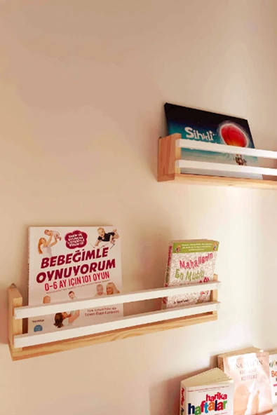 BUNDLE 3'lü, Beyaz Ahşap Raf, Kitaplık, 40 cm Dergilik, Çift Beyaz Çıtalı 1. Sınıf Çam Ağacı Kullanılmıştır - 6