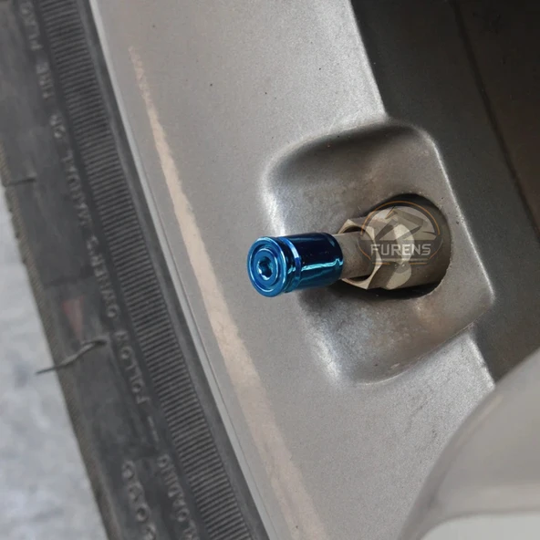 Mavi Otomobil Araba Motosiklet 4'lü Sibop Kapak Seti Anahtar Sıkmalı Alüminyum - 3